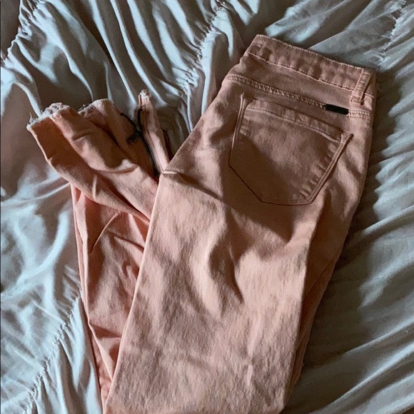 Salmon skinny jeans kancan zip bottoms - Picture 2 of 6